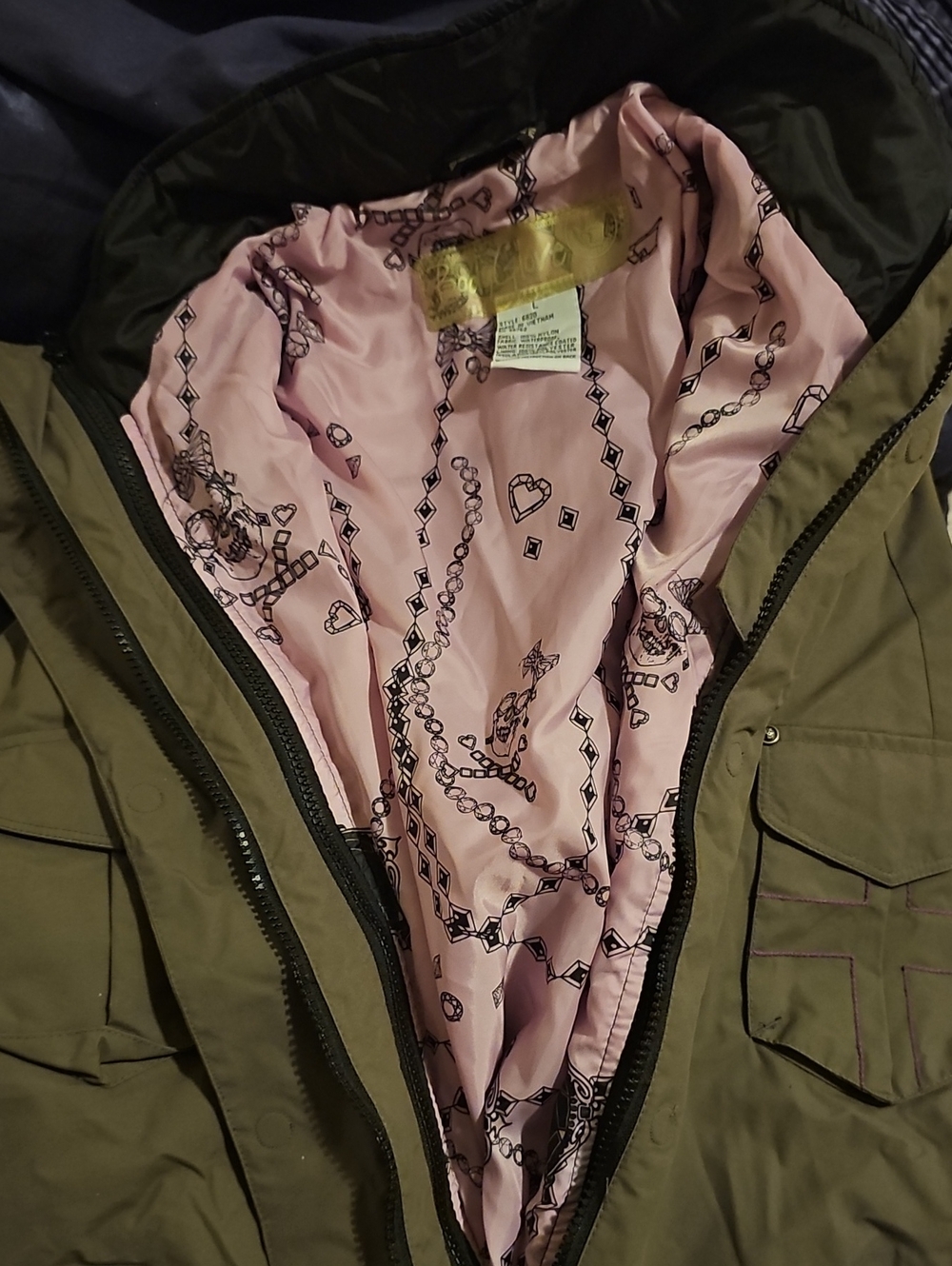 Body Glove Olive Green Ski Jacket with Pink Lined Interior